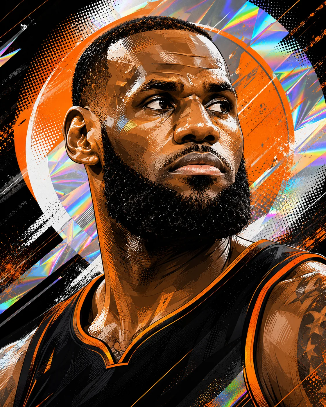 Illustrated portrait of LeBron James