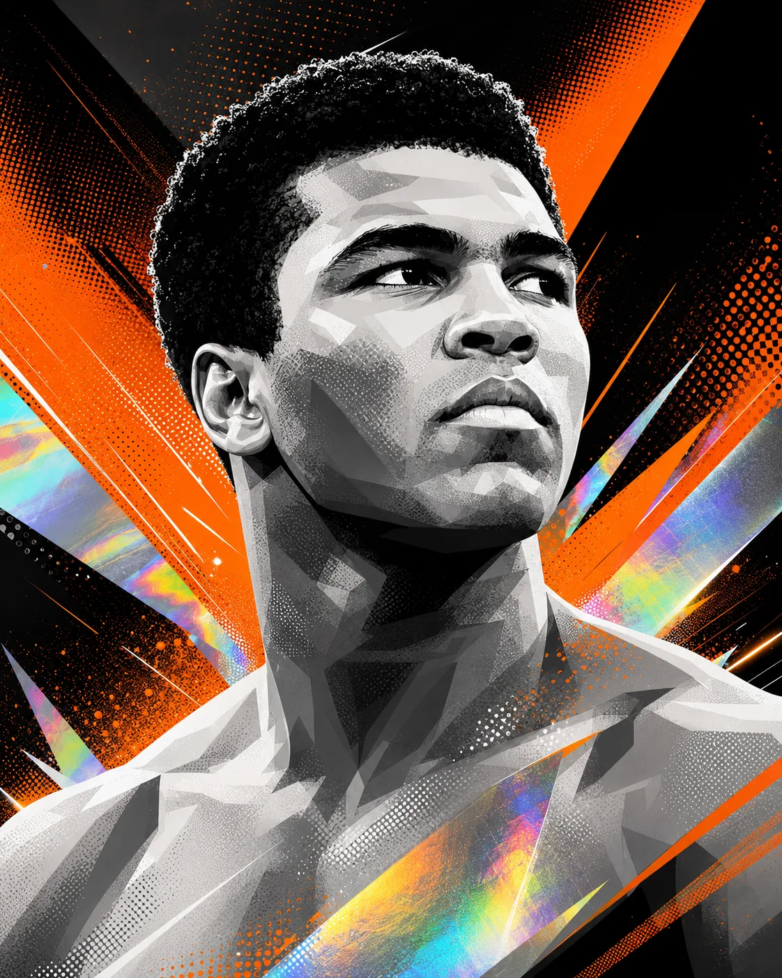 Illustrated portrait of Muhammad Ali