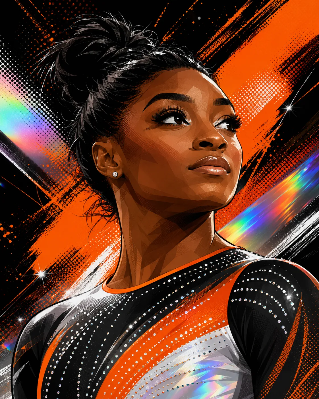 Illustrated portrait of Simone Biles