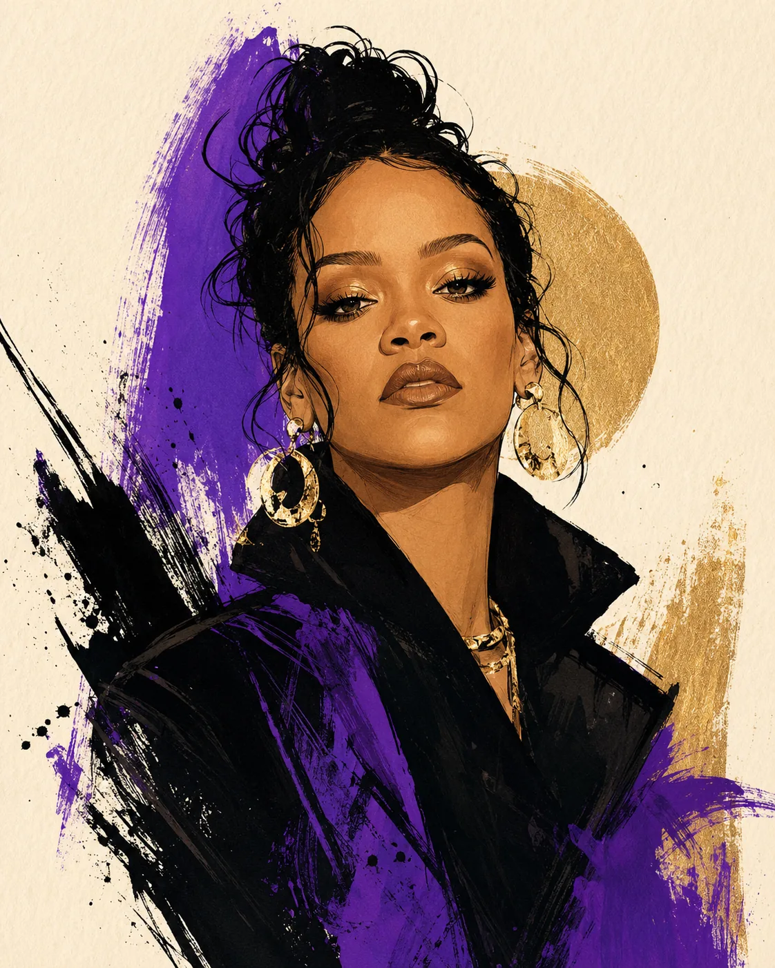 Illustrated portrait of Rihanna