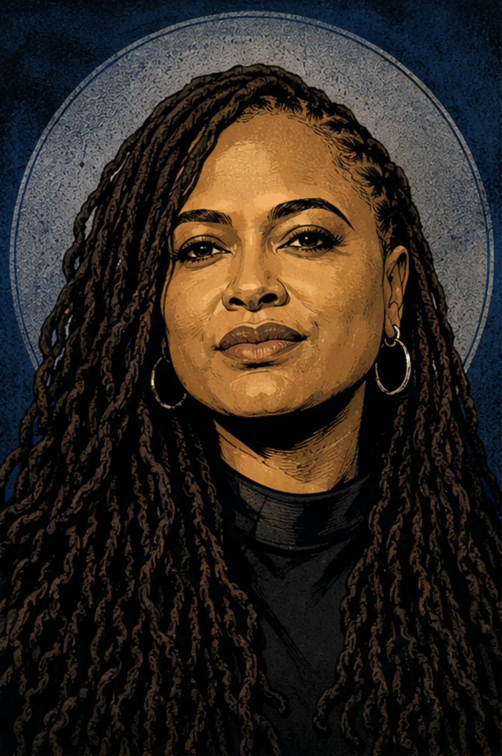 Illustrated portrait of Ava DuVernay