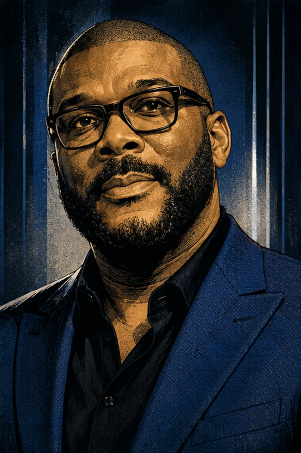Illustrated portrait of Tyler Perry