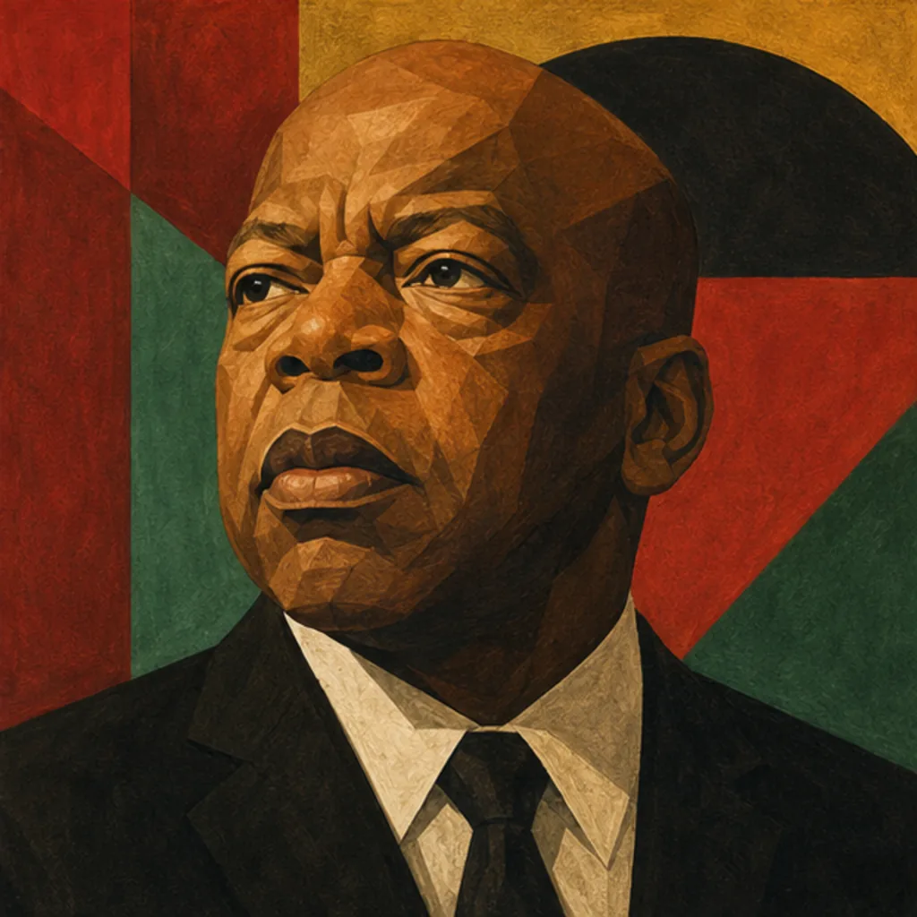 Illustrated portrait of John Lewis