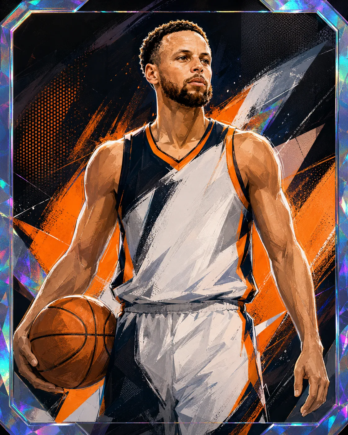 Illustrated portrait of Stephen Curry